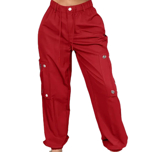 Pantalones Cargo Casuales de Cintura Alta Elásticos y Transpirables para Mujer, Antiarrugas, de Secado Rápido, 100% Algodón, Largos, del Mejor Material - Product Image 4