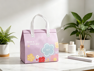 <b>Insulated</b> tote bags made of thickened non woven fabric with reinforced stitched handles colorful printing - Product Image 3