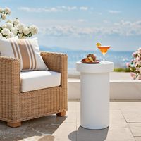 Table basse d'appoint à colonne cannelée en MgO, pour intérieur et extérieur, patio, salon, mobilier moderne, minimaliste, durable