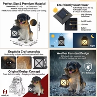 Vente en gros de statues de chiens mignons en résine LED personnalisées pour les amoureux des chiens, ornements de chiens, lampes solaires de jardin
