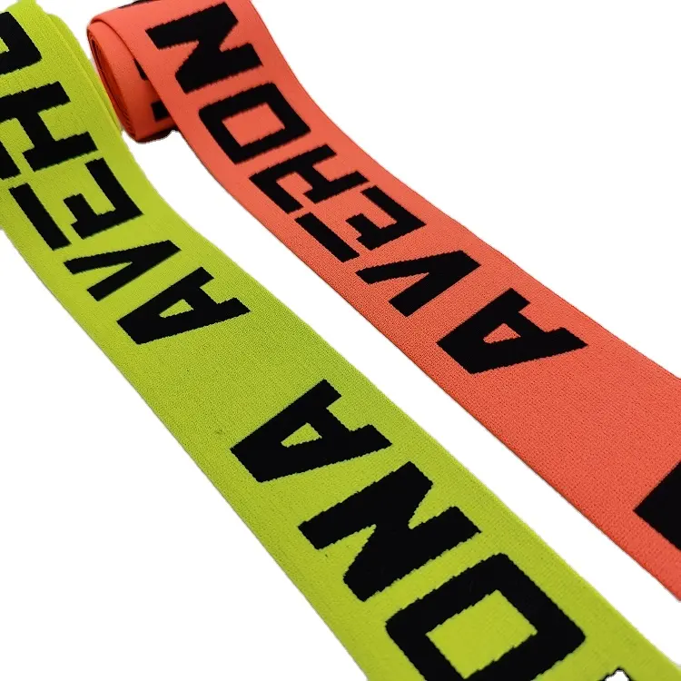 jacquard fabric custom printing designer elastic band logo waistband tape webbing nylon underwear elastic band