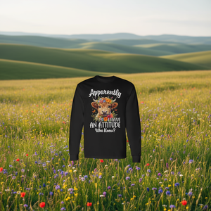 Camiseta de manga larga con estampado de vaca Highland. Parece que tengo una actitud. ¿Quién lo diría? - Product Image 3