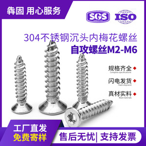 สกรูเกลียวปล่อยหัวจมแบบ Torx สแตนเลส 304 ขนาด M2 M3 M4 M5 M6 สำหรับงานก่อสร้างโลหะ - Product Image 5