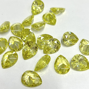 Olive Pear đá quyến rũ đá quý tổng hợp Tear Pear màu vàng ô liu CZ trong suốt đá nhân tạo Zircon đá bán buôn USA - Product Image 1