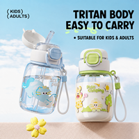 Bouteille d'eau en plastique écologique avec couvercle, type paille à boire directement, 590 ml, pour étudiants, usage scolaire estival