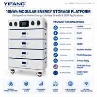 Batterie LiFePO4 empilable 10 kWh, 51,2 V, 212 Ah, batterie modulaire de stockage d'énergie domestique, OEM ODM, batterie solaire
