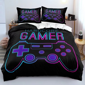 Ensemble <span class=keywords><strong>de</strong></span> literie pour chambre d'hiver Queen Size pour <span class=keywords><strong>garçon</strong></span> 3 pièces motif <span class=keywords><strong>de</strong></span> jeu surimprimé <span class=keywords><strong>housse</strong></span> <span class=keywords><strong>de</strong></span> <span class=keywords><strong>couette</strong></span> et taie d'oreiller - Product Image 2