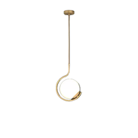 Suspension moderne en verre doré pour chambre à coucher, taille moyenne, hauteur réglable et éclairage LED à intensité variable