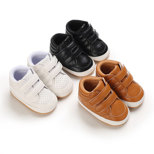 Scarpe Primaverili e Autunnali per Neonati 0-1 Anno, in Pelle alla Moda, con Chiusura in Velcro, Antiscivolo e Resistenti all'Usura, Tinta Unita - Product Image 1
