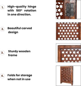 3 Panel Pagar Anjing Lipat Kayu Ukir Tangan dengan Alas Anti Selip untuk Penggunaan di Dalam Ruangan untuk Anjing Kecil - Product Image 5