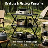 Étagère de rangement pliable multifonctionnelle d'extérieur en acier à haute teneur en carbone, organisateur multi-niveaux pour le camping, la pêche et le cyclisme StrideOut