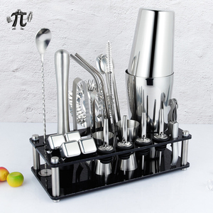 Nouvel Arrivage 2026 Kit Complet de Barman de 23 Pièces en Acier Inoxydable avec Support Acrylique et 4 Glaçons - Product Image 1