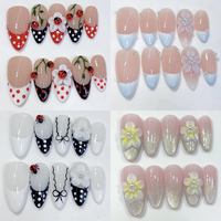 Faux Ongles à Presser de Luxe en Gros, 10 Pièces, Couverture Complète, French Manucure, Acrylique Nude Vert Court avec Colle Brillante, Design Carré pour Doigts