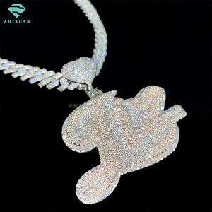 Colgante Personalizado de Moissanita Dije de <span class=keywords><strong>Correcaminos</strong></span> de <span class=keywords><strong>Dibujos</strong></span> <span class=keywords><strong>Animados</strong></span> en Dos Tonos con Diamantes Estilo Hip Hop en Plata Esterlina 925 - Product Image 3