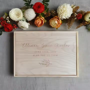 Customized Wooden Slide <strong>Box</strong> Personalized Baby Gift Newborn <strong>Memory</strong> <strong>Keepsake</strong> <strong>Box</strong> Wooden Souvenir Storage Container Photo Organizer - Product Image 4