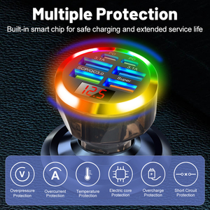 Prodotti di Tendenza 2026 Nuovi Arrivi Caricabatterie USB per Auto 6 in 1 con Display Voltaggio 2 Type <span class=keywords><strong>C</strong></span> <span class=keywords><strong>4</strong></span> USB A Ricarica Rapida Multi-Porta - Product Image 2