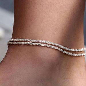 Nueva llegada exquisita tobillera apilable con cuentas para <span class=keywords><strong>Amazon</strong></span>, joyería de pie de moda transfronteriza, circón para fiestas de acero inoxidable - Product Image 1