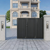 Portail de cour en aluminium au design chinois moderne / Application d'entrée / Alliage 6063-T5 / Anti-corrosion / Compatible avec moteur automatique