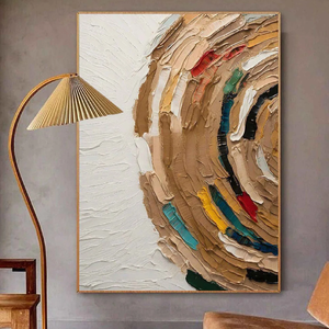 100% pintado a mano decoración de pared moderna pintura al óleo abstracta hecha a mano <span class=keywords><strong>sobre</strong></span> lienzo medio círculo <span class=keywords><strong>Collage</strong></span> <span class=keywords><strong>arte</strong></span> de pared de gran tamaño - Product Image 3