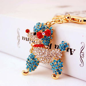 पर्यावरण संरक्षण धातु जस्ता मिश्र धातु सोने की प्लेटेड पशु गहने कीचेन पूडल कुत्ते क्रिस्टल चेन कुत्ते - Product Image 6