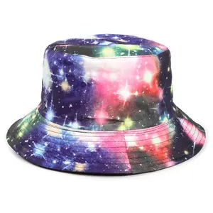 New Sun And Moon Sky Double-Sided Fisherman Hat Unisex Street Color Graffiti Galaxy Customized Design Bucket Hat