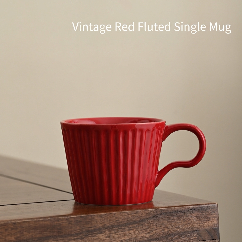 Taza individual acanalada roja - 220ml