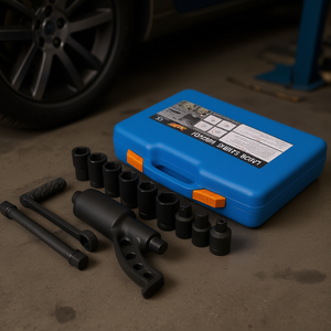 Clé dynamométrique avec jeu de douilles Cr-V 8 pièces, multiplicateur de force pour écrous de roue, pour réparation de pneus - Product Image 2