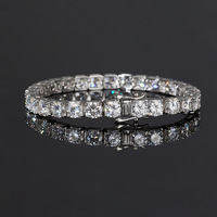 Bracciale Tennis in Moissanite Argento 925, Catena Tennis in Moissanite, Bracciale GRA VVS D Colorato, Catena in Argento 925