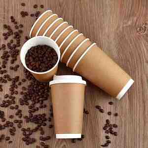 Gobelet en papier kraft à double paroi biodégradable avec logo personnalisé, gobelet à café chaud avec couvercle pour boissons froides, desserts à emporter - Product Image 2