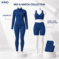 Ensemble de yoga 4 pièces personnalisé pour femme : veste, soutien-gorge dos croisé, short cycliste, leggings taille haute – Écoresponsable, marque privée, vêtements de sport OEM