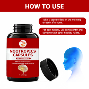 Cápsulas Nootrópicas para Mejorar la Salud Cognitiva y la Función Energética, con Cafeína y Extracto de Rhodiola Rosea, Precio al por Mayor - Product Image 2