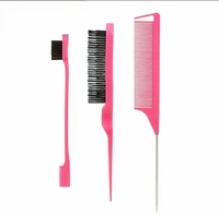 Peignes de salon en plastique personnalisés, résistants à la chaleur, en métal, à queue de rat, pour la séparation des cheveux, ensemble de brosses en plastique à étiquette privée