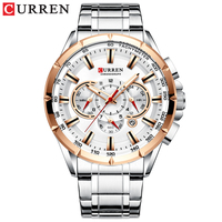 Pemasok Jam Tangan Pria Quartz Custom 8363, Stainless Steel, Tahan Air, Bercahaya, Kalender, Grosir, OEM, ODM, Jam Tangan Bisnis