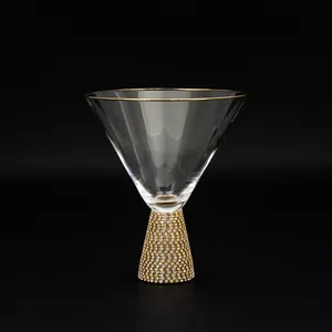 Dekorasi Berlian Imitasi Kaca Martini dengan Pelek Emas BF465 Kualitas Tinggi