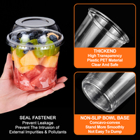 Bol à Açaï Personnalisé en PET 8-32oz, Contenant en Plastique avec Couvercles Plats ou Dôme pour Salade de Fruits, Bols Transparents Jetables pour Açaï