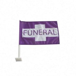Drapeaux de voiture funéraire personnalisés en polyester pour cortège funéraire sportif avec support de mât en plastique - Product Image 4