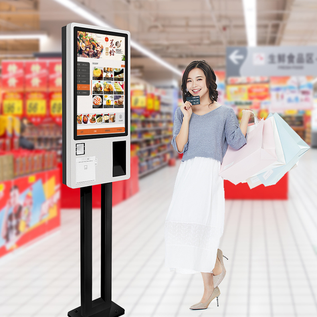 Restaurants 21.5 24 Inch Touch Screen Self Ordering Machine Self Service Payment Ordering Kiosk