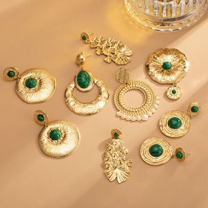 Nuevos pendientes de turquesa Retro franceses Moda europea y americana Pendientes de lujo exagerados para mujer Joyería - Product Image 2