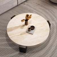 Table basse en marbre travertin style Wabi-sabi pour petits salons, mobilier moderne de luxe léger pour la maison