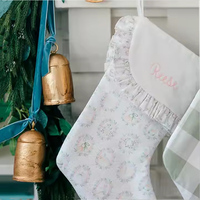 Vente en gros Bas de Noël Vichy Bas de Noël Chaussettes de Noël en toile de coton