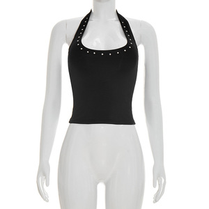 Viviblook C26TP063 Blusa Casual de Verano para Mujer, Top Halter sin Mangas, Chaleco Corto para Damas - Product Image 4