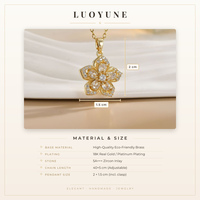 LUOYUNE Collier Pendentif Vintage Botanique en Laiton Plaqué Or 18K avec Breloque Fleur de Bauhinia en Zircon, Bijoux pour Commande en Gros OEM