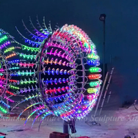 Sculpture de vent de lumières cinétiques extérieures en acier inoxydable de jardin sur mesure