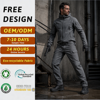 Combinaison d'hiver tactique robuste en polyester gris unisexe, ensemble uniforme d'entraînement utilitaire pour la randonnée et l'aventure en plein air, logo OEM sur le devant