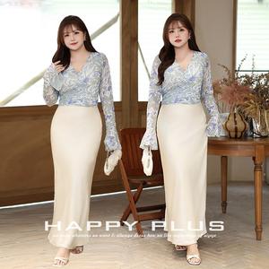 Runqi Blusa de Gasa Floral para Mujer, Talla Grande, Manga Larga, Cuello en V, Estampado Abstracto, Detalle de Lazo Cruzado Delantero N8966 - Product Image 4