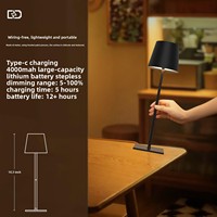 Lampe de table LED 3 CCT à pied haut, design moderne et minimaliste, télécommande, rechargeable, interrupteur tactile pour restaurant, hôtel, usage domestique