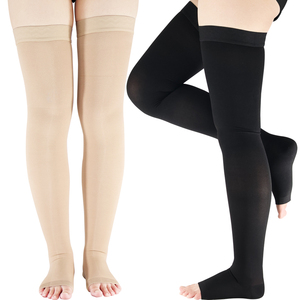 Bas de contention médical gradués, hauteur cuisse, respirants, avec bande de soutien antidérapante en silicone, pour femmes, varices, œdèmes, OEM - Product Image 1