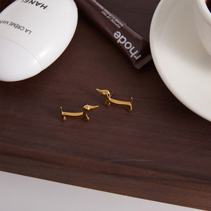 Luxury 14k 18k Gold Plated 316L Stainless Steel <b>Titanium</b> Fashion Jewelry <b>Stud</b> Dogs Earrings for Women - Product Image 4