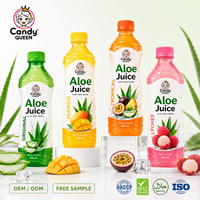 Boisson personnalisée à l'aloe vera avec pulpe d'aloe vera, jus de fruits OEM, vente en gros, marque privée, fabricant de boissons en bouteilles PE PET et canettes
