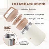 Thermos Isotherme Mignon en Acier Inoxydable 304 à Double Paroi Sans BPA 500ML, Isolation Sous Vide 12-24h, Boîte à Lunch pour Enfants